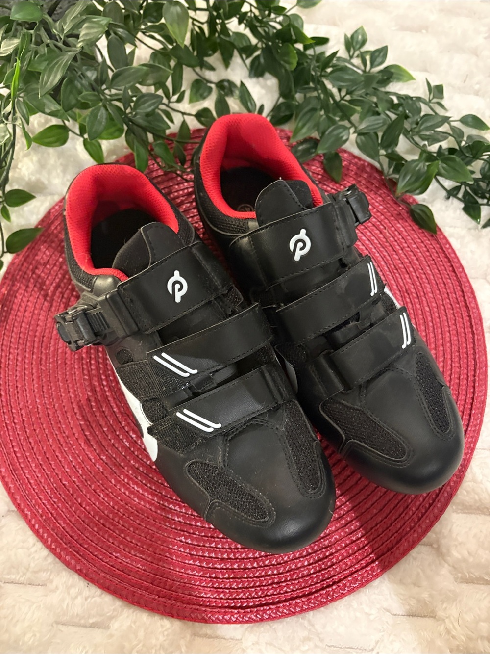 Peloton Black and Red Women's Cycling Shoes